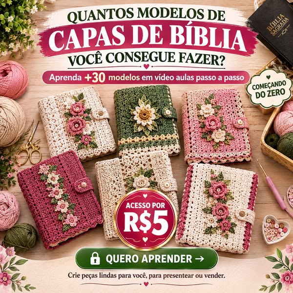 Capas de Bíblia em crochê coloridas